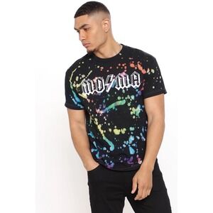Fashion Nova MDMA Graphic Tie Dye T-Shirt Black Rainbow Mens XL‎